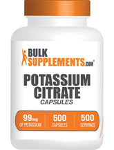 BulkSupplements Potassium Citrate Capsules bottle pour for easy daily mineral support