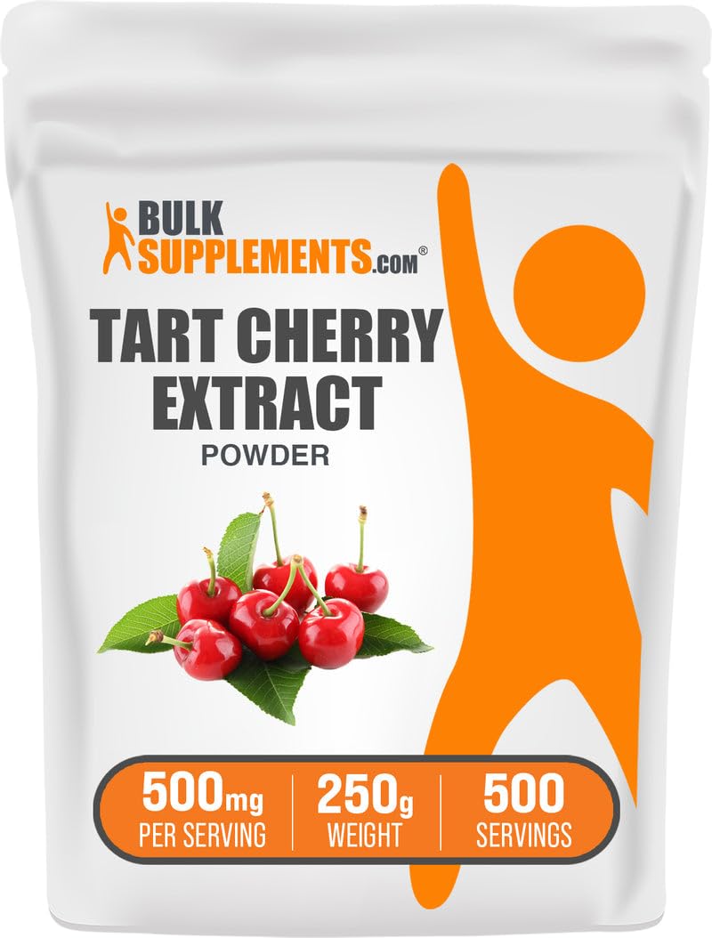 BulkSupplements Tart Cherry Extract Powder packaging highlights serving info and label detail