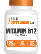 BulkSupplements Vitamin B12 5000 mcg softgel bottle ready for daily use and easy dosing