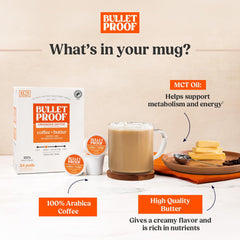 Bulletproof coffee MCT oil in coffee bottle highlighting energy-boosting ingredient.