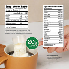 Bulletproof collagen peptides with MCT oil pour, suggesting convenient daily beverage addition.