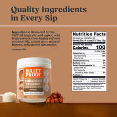 Bulletproof Hazelnut Creamer poured into a cup of coffee for a smooth, nutty boost.