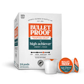 Bulletproof The High Achiever box packaging shows 24 pods for on-the-go energy.