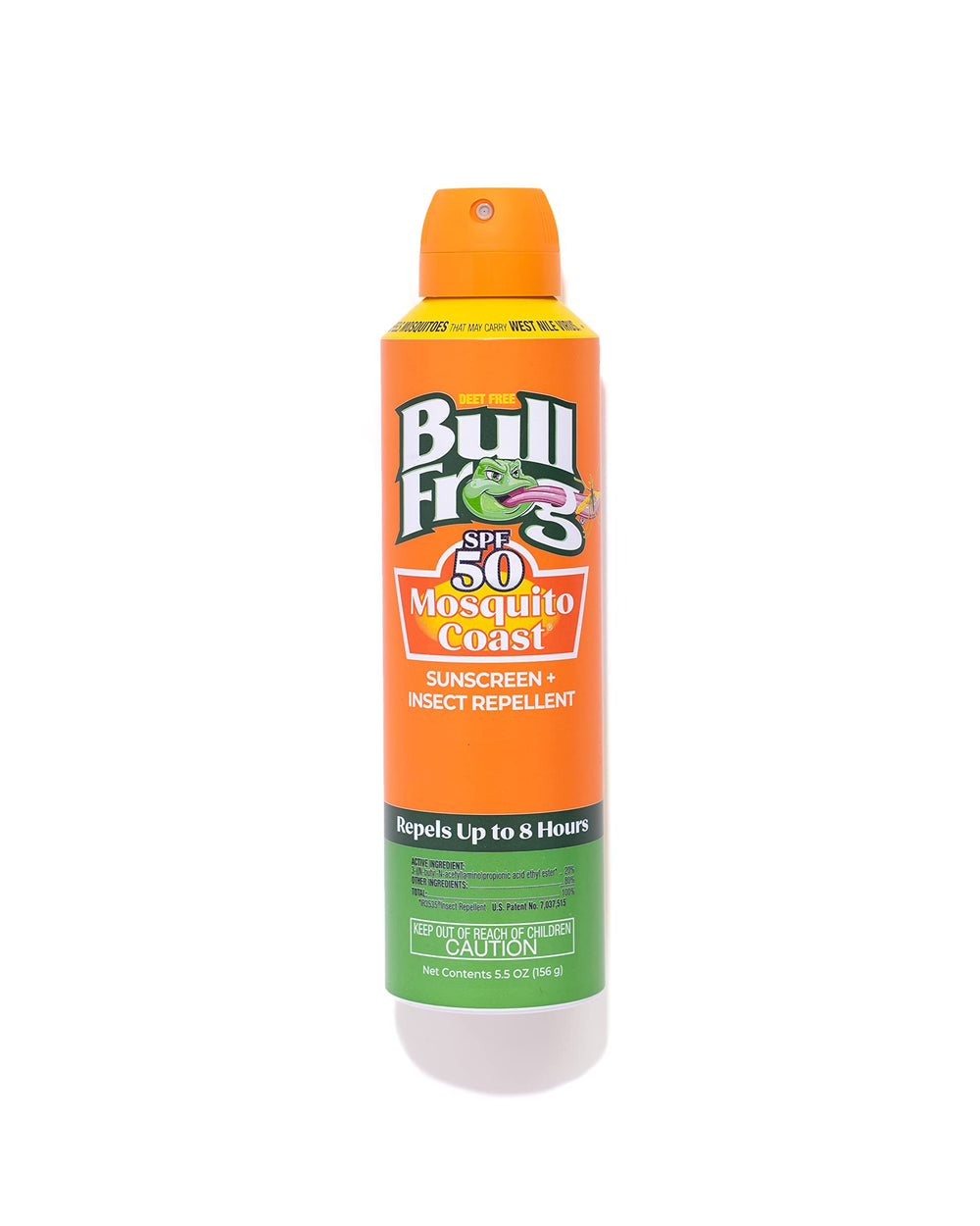 Bullfrog Mosquito Coast bug spray bottle for outdoor protection.