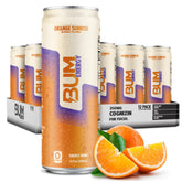 BUM Energy Orange Sunrise can front view for a refreshing, sugar-free energy lift.