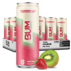 Bum Energy Strawberry Kiwi can for a crisp zero-sugar energy boost during workouts.
