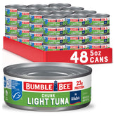 Bumble Bee Chunk Light Tuna in Water can showing flaky texture for salads