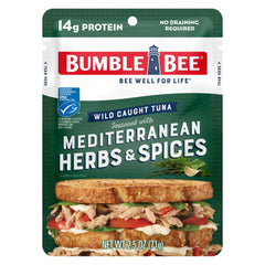 Bumble Bee Mediterranean herbs tuna pouch ready to eat for a quick meal