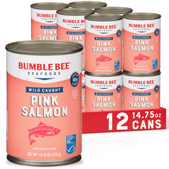 Bumble Bee pink salmon cans top view: a versatile protein for quick meals.