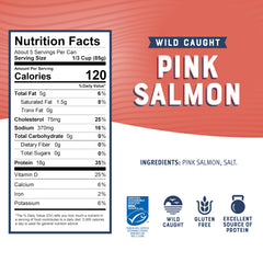 Bumble Bee pink salmon serving on plate: omega-3-rich meal ready to enjoy.