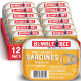 Bumble Bee sardines in mustard sauce can for quick protein snack.
