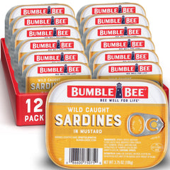 Bumble Bee sardines in mustard sauce can for quick protein snack.