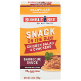 Bumble Bee Snack On The Run BBQ Chicken Salad with crackers offers convenient protein for busy days.