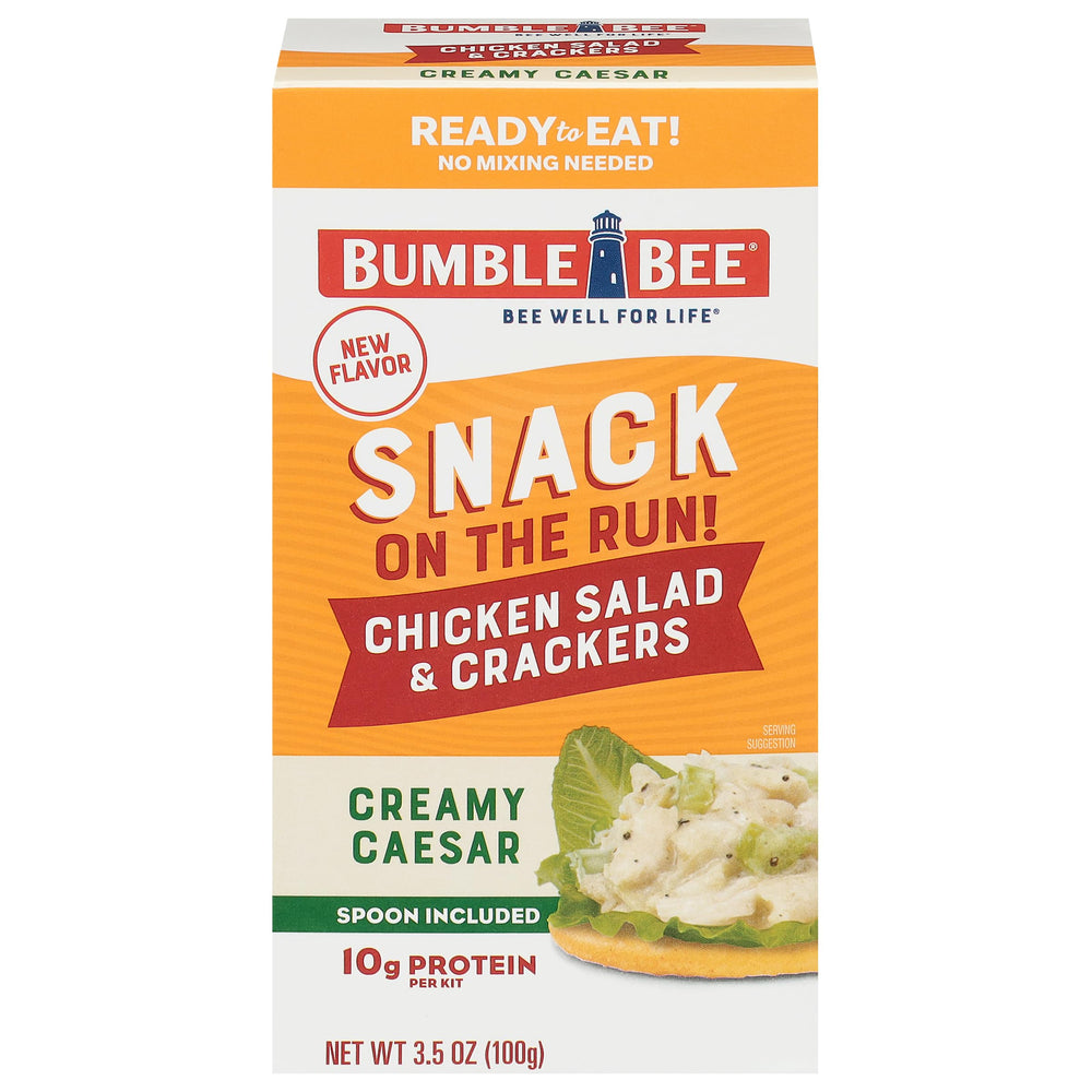 Bumble Bee Snack On The Run Caesar chicken salad with crackers, ready to eat on the go