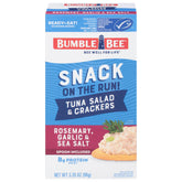 Bumble Bee Snack On The Run tuna salad with crackers kit front box, convenient on-the-go meal.