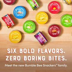 Bumble Bee Snackers Sweet Heat tuna close-up highlights real bell peppers.