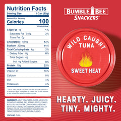 Bumble Bee Snackers Sweet Heat tuna pull-tab opens easily for on-the-go meals.