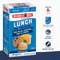 Diced peaches included in the Bumble Bee tuna salad kit for bright balance