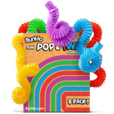 BUNMO Pop Tubes eight-pack in pastel colors for Easter baskets, supporting sensory play.