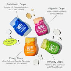 Buoy Electrolyte Drops label close-up showing minerals and no sugar.