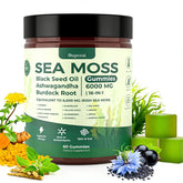 Buporai Sea Moss Gummies bottle showing 60 pieces for daily wellness.