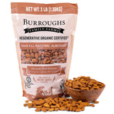 Burroughs Family Farms raw almonds in a bag provide a convenient protein-rich snack.