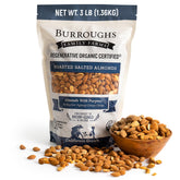 Burroughs Family Farms roasted salted almonds pack — crunchy, convenient snack.