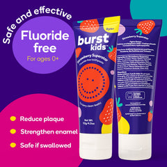 Burst Nano-Hydroxyapatite enamel-strength toothpaste shown in close-up with minerals