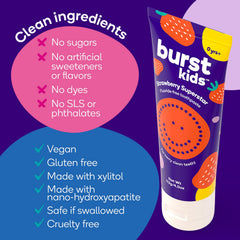 Burst Xylitol formula image suggests bacteria control for healthier brushing