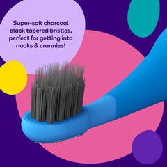BURST Kids ultra-soft bristles close-up for gentle, safe kids teeth cleaning.