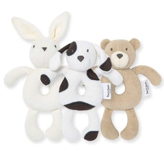 Burt's Bees Baby bunny rattle offers gentle textures and visual contrast for sensory play.