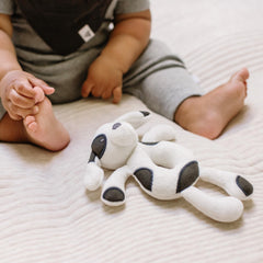 Burt's Bees Baby dog rattle offering friendly companionship and easy grip.
