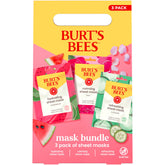 Burt's Bees bundle front view with Hydrating Watermelon mask, ready to use for hydration