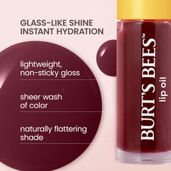 Burts Bees Lip Oil Plum Twilight color swatch reveals natural plum glow.