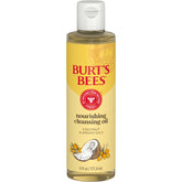 Burt's Bees Nourishing Cleansing Oil bottle close-up highlighting its hydrating formula.