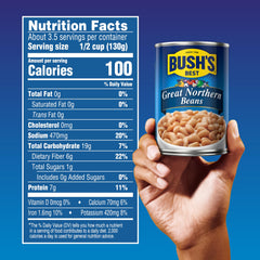 Bush's Best Great Northern Beans drained and rinsed for easy, fiber-filled recipes.