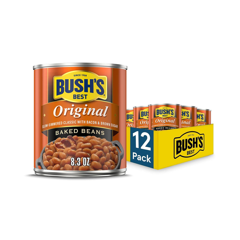 Bush's Best Original Baked Beans can label, ideal for quick weeknight meals.