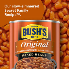 Bush's Best Original Baked Beans served beside grilled ribs.