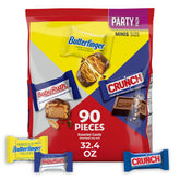 Butterfinger CRUNCH Baby Ruth mini bars front pack, ideal for sharing at gatherings.