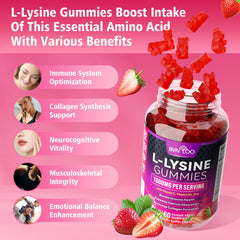 BVIVLOO vegan lysine gummies close up highlighting gluten-free allergen-friendly formula