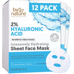 By Nature hyaluronic acid sheet mask pack delivers instant hydration for dry skin.