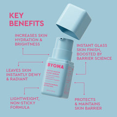 BYOMA Phyto-Mucin Glow Serum dispense action demonstrates smooth application