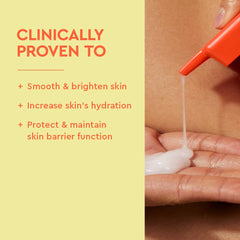 BYOMA Smoothing Body Serum texture on skin during application for smoother results