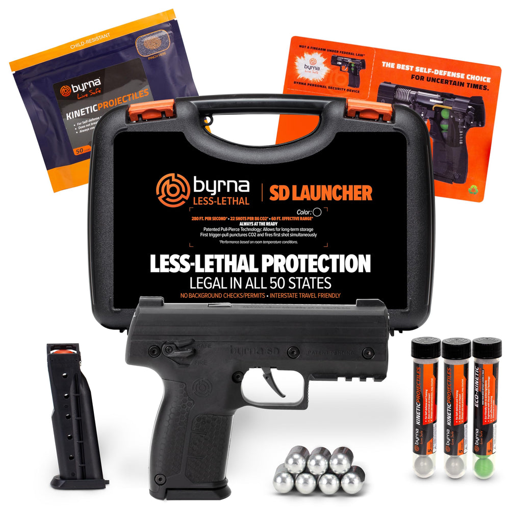 Byrna SD launcher in the Ultimate Bundle, a reliable non-lethal option for home defense.