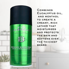 C.O. Bigelow Shaving Foam application on cheek prepares skin for shaving