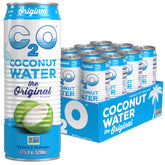 C2O Original Coconut Water pack of 12 front view for convenient hydration