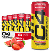 C4 Energy Drink Strawberry Watermelon Ice can front view for pre-workout energy