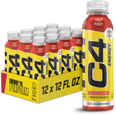 C4 Energy Fruit Punch bottle front showing zero sugar for a clean taste