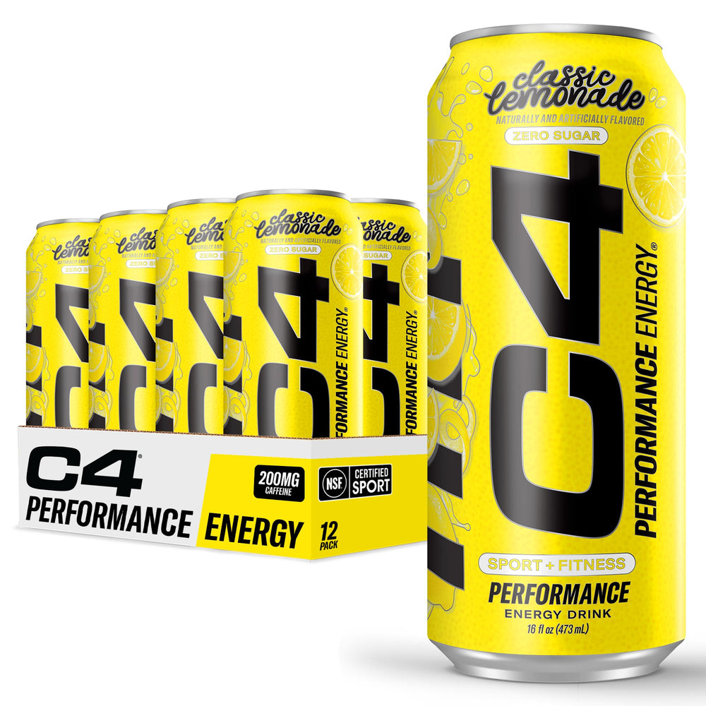C4 Energy Lemonade Limited Edition bottle close-up for an energized workout