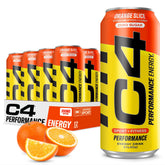 C4 Energy Orange Slice 16oz can front view highlights flavor and caffeine boost